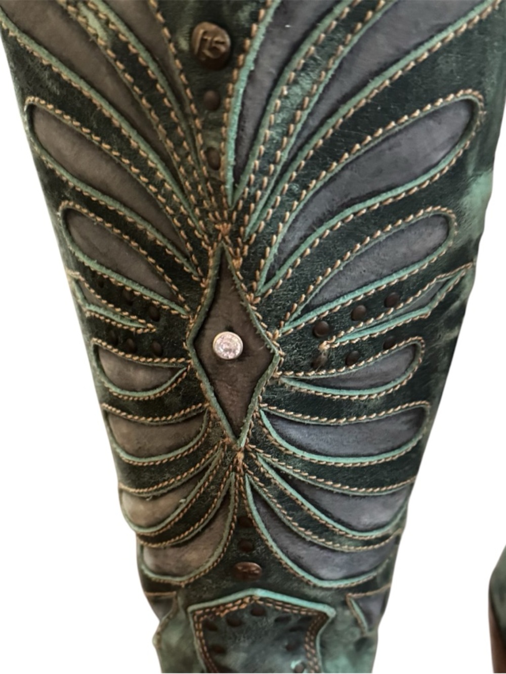 Liberty Black Turquoise Vintage Inlay Leather Cowboy Boots Size 9 GUC - Picture 4 of 16